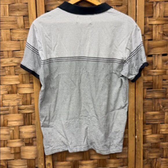 Men's Penguin Striped Polo Shirt - Black and Gray sz Large - Picture 3 of 3